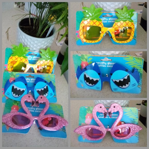Other - Set of 3 Novelty Glasses- Flamingo Pineapple Shark